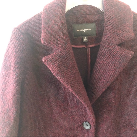 Banana Republic Wool Blend Overcoat Beetroot Burgundy Red heather tweed - Picture 6 of 12